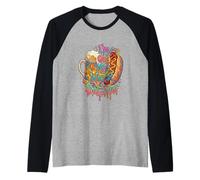 Im On My Wurst Behavior Funny Beer Retro 70s Vintage Raglan Baseball Tee