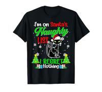 I'm On Santa's Naughty List Cute Christmas Santa Black Cat T-Shirt