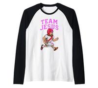 Im On Team Jesus Scripture Bible Verse Christian Prayer Lord Raglan Baseball Tee
