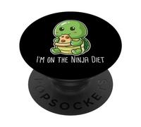 I'm On The Ninja Diet Funny Turtle Eating Pizza Nerd Geek PopSockets Swappable PopGrip