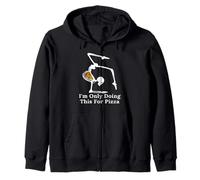 I'm Only Doing This For Pizza Funny Yoga Poses Skeleton Zip Hoodie