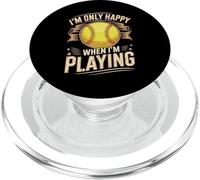 Im Only Happy When Im Playing Softball Player PopSockets PopGrip for MagSafe