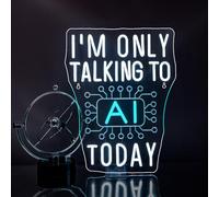 I'm Only Talking to AI Today Neon Signs for Wall Decor Futuristic Tech-Inspired Neon Light USB Powered Dimmable LED Light up Signs Perfect for Offices Gamers, Coders and AI Enthusiasts