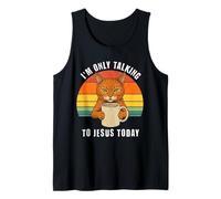 I'm Only Talking to Jesus Today Cat Coffee Tank Top