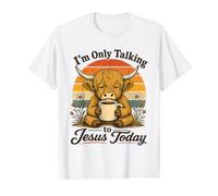 I'm Only Talking to Jesus Today Highland Cow Christian Value Graphic T-Shirt