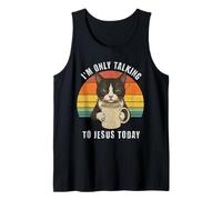 I'm Only Talking to Jesus Today Tuxedo Cat Coffee Tank Top