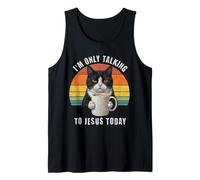 I'm Only Talking to Jesus Today Tuxedo Cat Coffee Tank Top