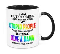 I'm Out Of Order Mug - Birthday Christmas Funny Present Novelty Gift for Mum Dad Friend Sister Brother Grandparents Gift for Him Her Secret Santa Funny Quotes Coffee Mug (Rainbow)