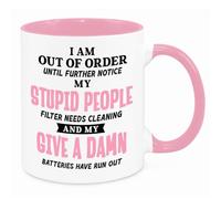 I'm Out Of Order Mug - Birthday Christmas Funny Present Novelty Gift for Mum Dad Friend Sister Brother Grandparents Gift for Him Her Secret Santa Funny Quotes Coffee Mug (Pink)