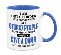 I'm Out Of Order Mug - Birthday Christmas Funny Present Novelty Gift for Mum Dad Friend Sister Brother Grandparents Gift for Him Her Secret Santa Funny Quotes Coffee Mug (Blue)