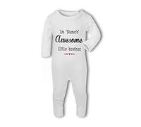 I'm 'Personalised Name's Awesome Little Brother - Baby Romper Suit - 6-12 Months