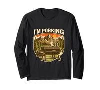 I'm Porking Funny BBQ Smoker Pig Pun Retro Grilling Long Sleeve T-Shirt
