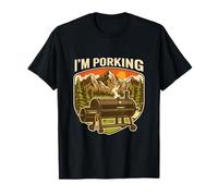 I'm Porking Funny BBQ Smoker Pig Pun Retro Grilling T-Shirt