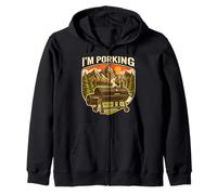 I'm Porking Funny BBQ Smoker Pig Pun Retro Grilling Zip Hoodie