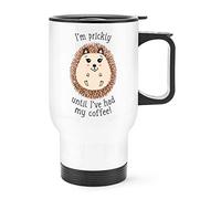 I'm Prickly Until I've Had My Coffee Hedgehog Travel Mug Cup with Handle