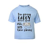 I'm Proof Daddy Doesn't Spend All his time Gaming (Controller Style one) [BBY3] Short Sleeve Cotton Toddler t Shirt, 3-4 Years, Pastel Blue