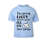 I'm Proof Daddy Doesn't Spend All his time Gaming (Controller Style Three) [BBY3] Short Sleeve Cotton Toddler t Shirt, 3-4 Years, Pastel Blue