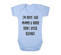 I'm Proof Mummy and Daddy Didn't Social Distance Statement Baby Grow Vest, 0-3 Months, Pastel Blue