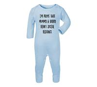I'm Proof Mummy and Daddy Didn't Social Distance Statement Baby Romper Jumpsuit with feet, 3-6 Months, Pastel Blue