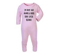I'm Proof Mummy and Daddy Didn't Social Distance Statement Baby Romper Jumpsuit with feet, 6-12 Months, Pastel Pink
