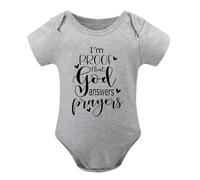I'm Proof That God Answers Prayers Baby Bodysuit Cute Newborn Boy Funny Rompers Girl Gray-style-1 9months