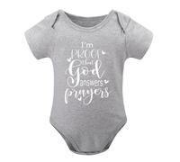 I'm Proof That God Answers Prayers Baby Bodysuit Cute Newborn Boy Funny Rompers Girl Gray-style 24months