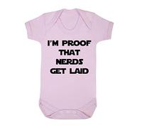 I'm proof that nerds get laid [BBY2] baby grow vest, 3-6 months, Pastel Pink