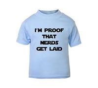 I'm Proof That Nerds get Laid [BBY2] Short Sleeve Cotton Toddler t Shirt, 2-3 Years, Pastel Blue