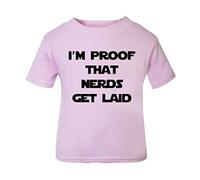 I'm Proof That Nerds get Laid [BBY2] Short Sleeve Cotton Toddler t Shirt, 3-4 Years, Pastel Pink