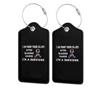 I'm Proof There's Life After Bladder Cancer, I'm A Survivor Leather Luggage Tag with Stainless Steel Ring and Privacy Cover for Suitcase Travel1