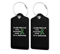 I'm Proof There's Life After Gallbladder Cancer, I'm A Survivor Leather Luggage Tag with Stainless Steel Ring and Privacy Cover for Suitcase Travel8