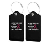 I'm Proof There's Life After Multiple Myeloma Cancer, I'm A Survivor Leather Luggage Tag with Stainless Steel Ring and Privacy Cover for Suitcase Travel8