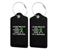 I'm Proof There's Life After Non-Hodgkin's Lymphoma Cancer, I'm A Survivor Leather Luggage Tag with Stainless Steel Ring and Privacy Cover for Suitcase Travel2