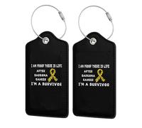 I'm Proof There's Life After Sarcoma Cancer, I'm A Survivor Leather Luggage Tag with Stainless Steel Ring and Privacy Cover for Suitcase Travel8