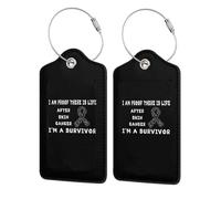 I'm Proof There's Life After Skin Cancer, I'm A Survivor Leather Luggage Tag with Stainless Steel Ring and Privacy Cover for Suitcase Travel9
