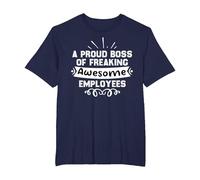 I'm Proud boss of Freaking Awesome Employees T-Shirt, Men's Big and Tall, Navy Blue, 4X Tall