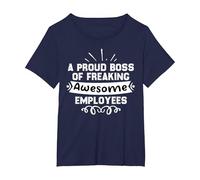 I'm Proud boss of Freaking Awesome Employees T-Shirt, Women's Plus, Navy Blue, 3X