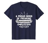I'm Proud boss of Freaking Awesome Employees T-Shirt, Youth, Navy Blue, Small