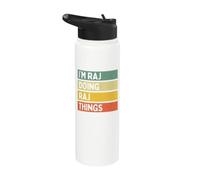 I'm Raj Doing Raj Things Funny Personalized Quote Stainless Steel Insulated Water Bottle