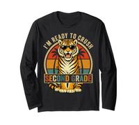 I'm Ready to Crush 2nd Grade Tiger Sunglasses Funny Retro Long Sleeve T-Shirt