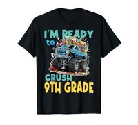 I'm Ready to Crush 9th Grade Monster Truck Back to School Value Graphic T-Shirt, Men, Black, XL