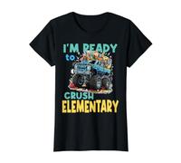 I'm Ready to Crush Elementary Monster Truck Back to School Value Graphic T-Shirt, Women, Black, XS