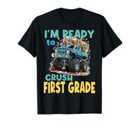I'm Ready to Crush First Grade Monster Truck Back to School Value Graphic T-Shirt, Men, Black, L