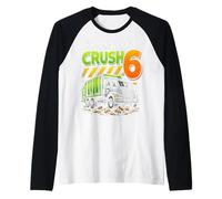 I'm Ready to Crush Garbage Truck Six 6yr 6th Birthday Boys Raglan Baseball Tee