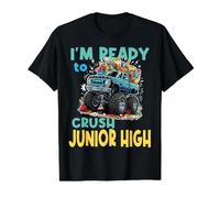I'm Ready to Crush Junior High Monster Truck Back to School Value Graphic T-Shirt, Men, Black, L