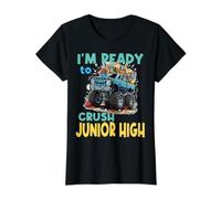 I'm Ready to Crush Junior High Monster Truck Back to School Value Graphic T-Shirt, Women, Black, XL
