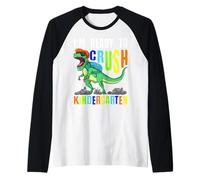 I'm Ready to Crush Kindergarten Dino T-Rex Dinosaur Raglan Baseball Tee