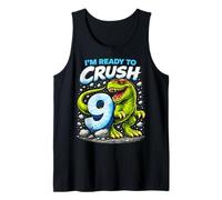 I'm Ready to Crush T Rex Dinosaur Nine 9yr 9th Birthday Boys Tank Top