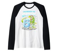 I'm Ready to Crush T Rex Dinosaur Six 6yr 6th Birthday Boys Raglan Baseball Tee