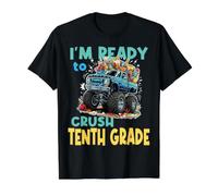 I'm Ready to Crush Tenth Grade Monster Truck Back to School Value Graphic T-Shirt, Men, Black, S